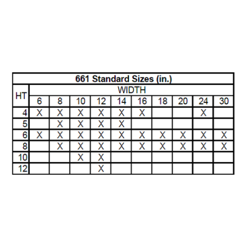 661 Steel 2-way Register, MS damper, 1/3in Fin Spacing
